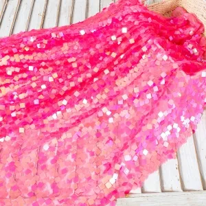 stunning fuchsia iridescent square sequin fabric