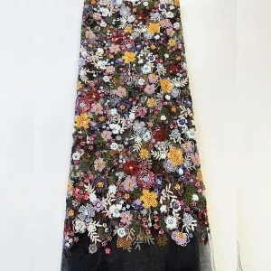 rich floral embroidery with shimmering sequins