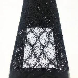 shiny diamond lattice geometric sequin mesh fabric