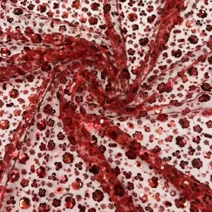 3d mini flower sequin mesh fabric for dresses