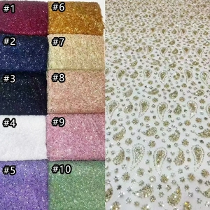 paisley floral beading mesh fabric color chart
