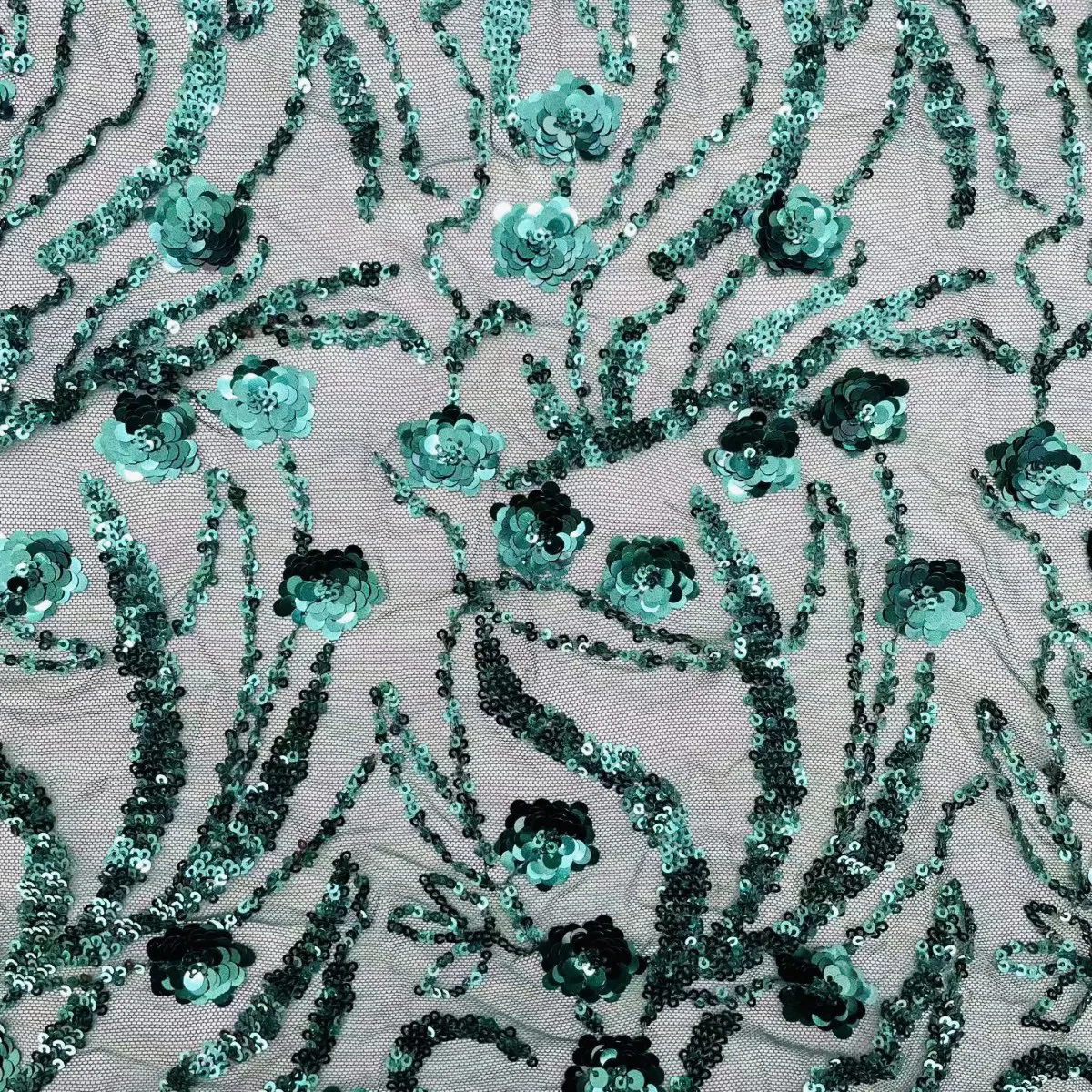3D sequin flower vine mesh with romantic sparkle 3D sequin flower vine mesh with romantic sparkle