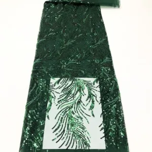 feather pattern shimmering sequin fabric