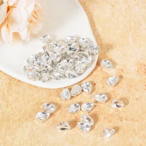 10x14mm Clear Glass Teardrop Claw Setting Sewing Gems