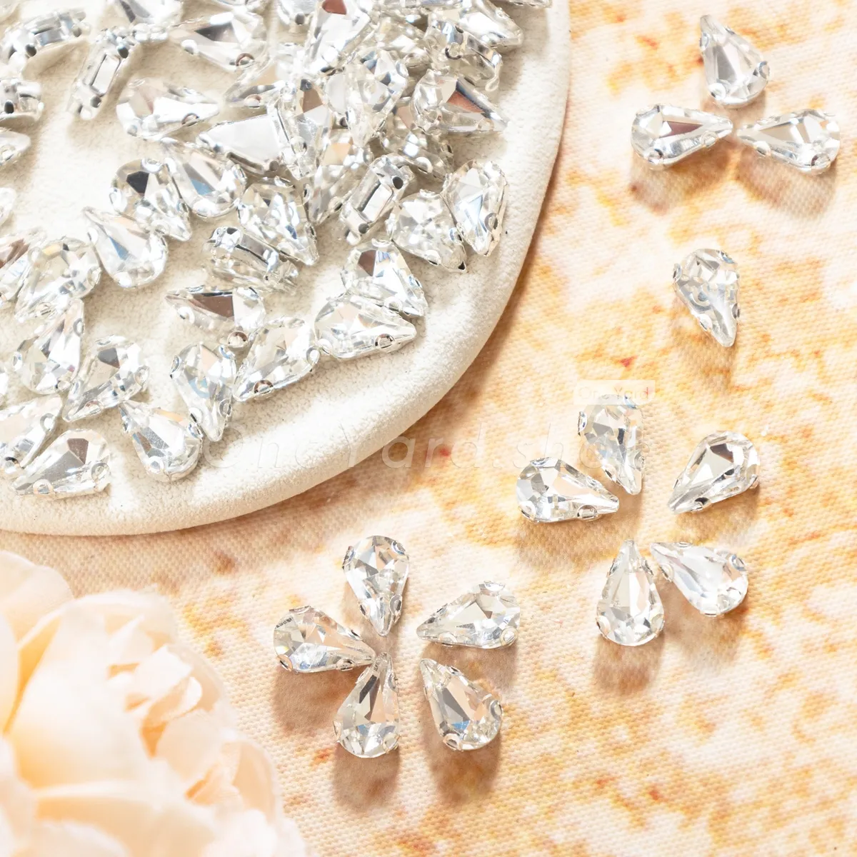 sparkling teardrop sew on rhinestones with silver claw sparkling teardrop sew on rhinestones with silver claw