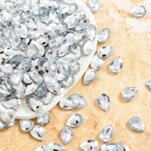 sparkly silver plating teardrop acrylic rhinestones