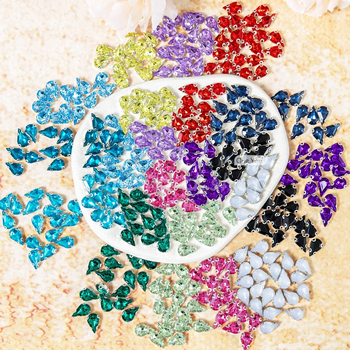 teardrop acrylic rhinestones with silver tone metal base teardrop acrylic rhinestones with silver tone metal base