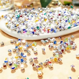 vibrant 4mm single color round glass claw rhinestones