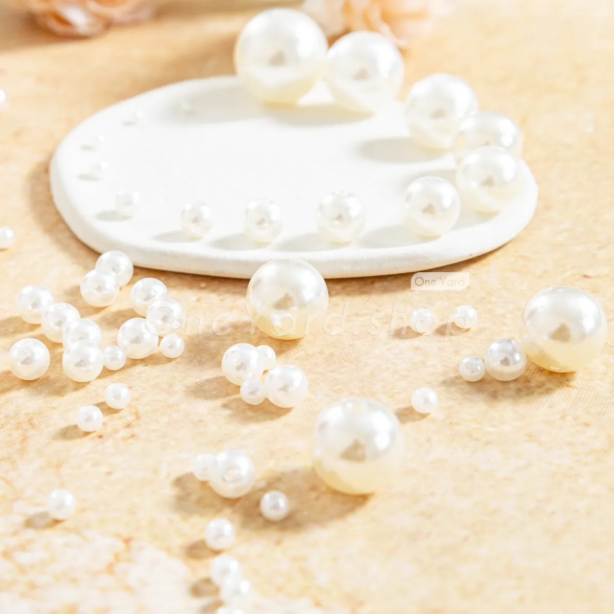 high luster pre drilled ivory white resin pearls