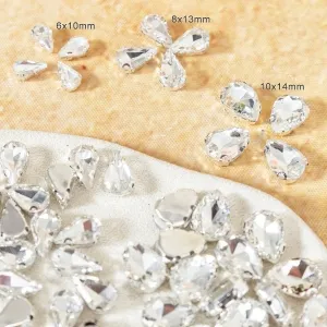 premium teardrop crystal clear glass sew on rhinestones