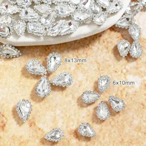 sparkly clear beaded teardrop glass sew on crystals