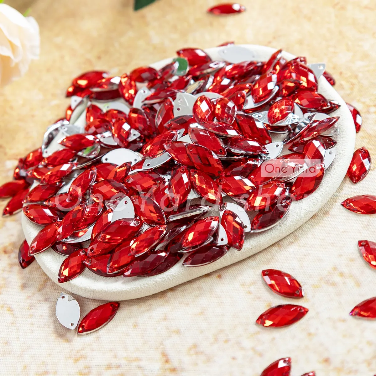 dark red elongated marquise acrylic rhinestones dark red elongated marquise acrylic rhinestones