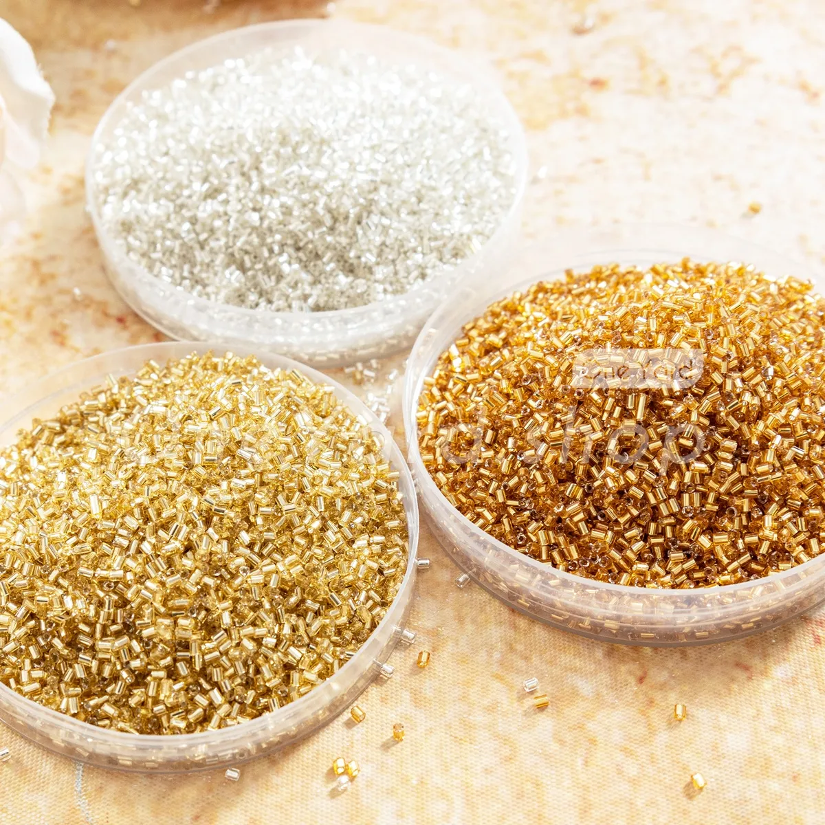 2mm gold and silver short tube beads 2mm gold and silver short tube beads