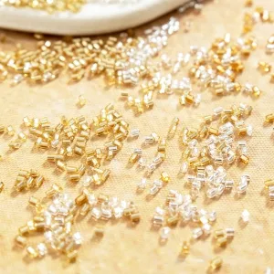 glossy 2mm metallic plastic short tube bugle beads