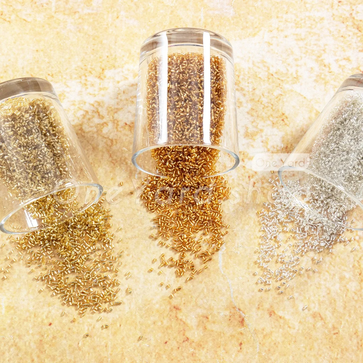 light gold deep gold and silver clear 2mm tube beads light gold deep gold and silver clear 2mm tube beads