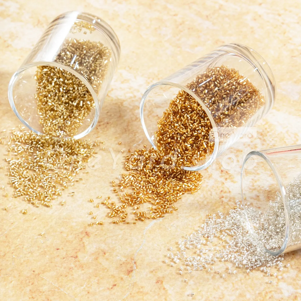 metallic gold and silver 2mm bugle beads metallic gold and silver 2mm bugle beads