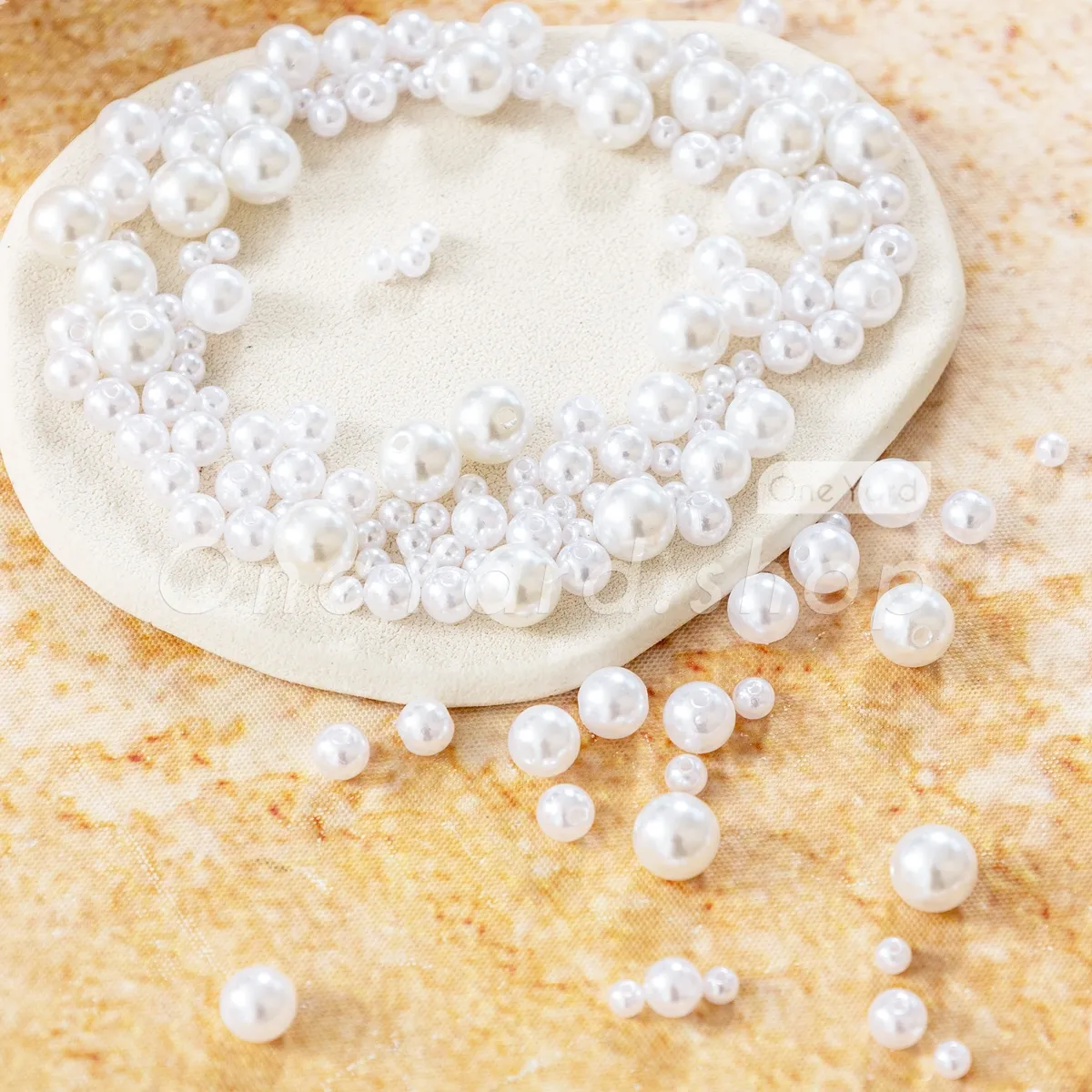 drilled through hole white round resin pearls