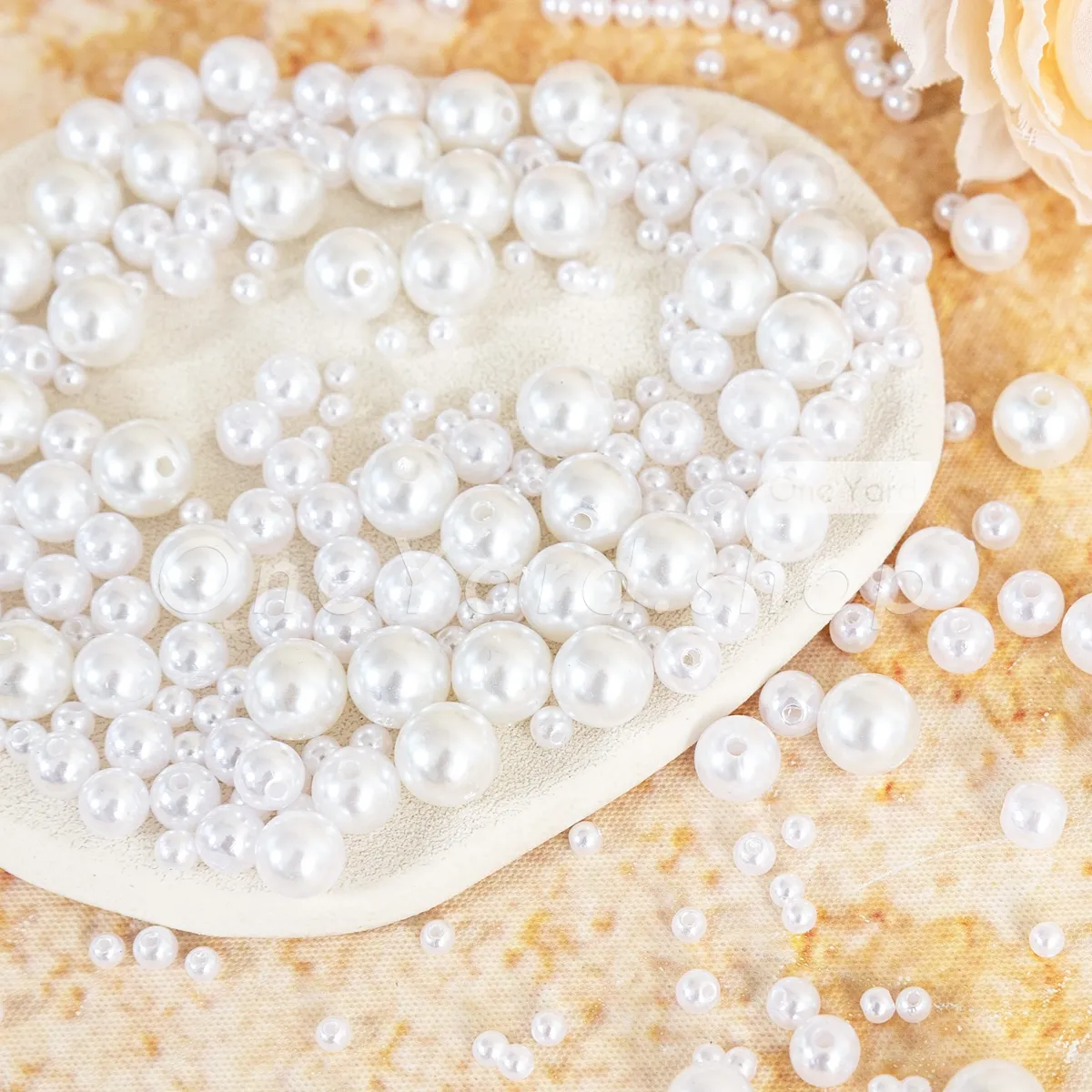 white sew on faux pearls