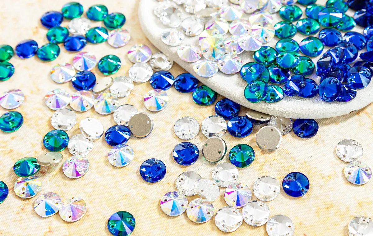 round glass sew on rhinestone embellishments