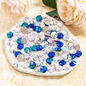 round glass sew on rhinestones 2 hole flat back