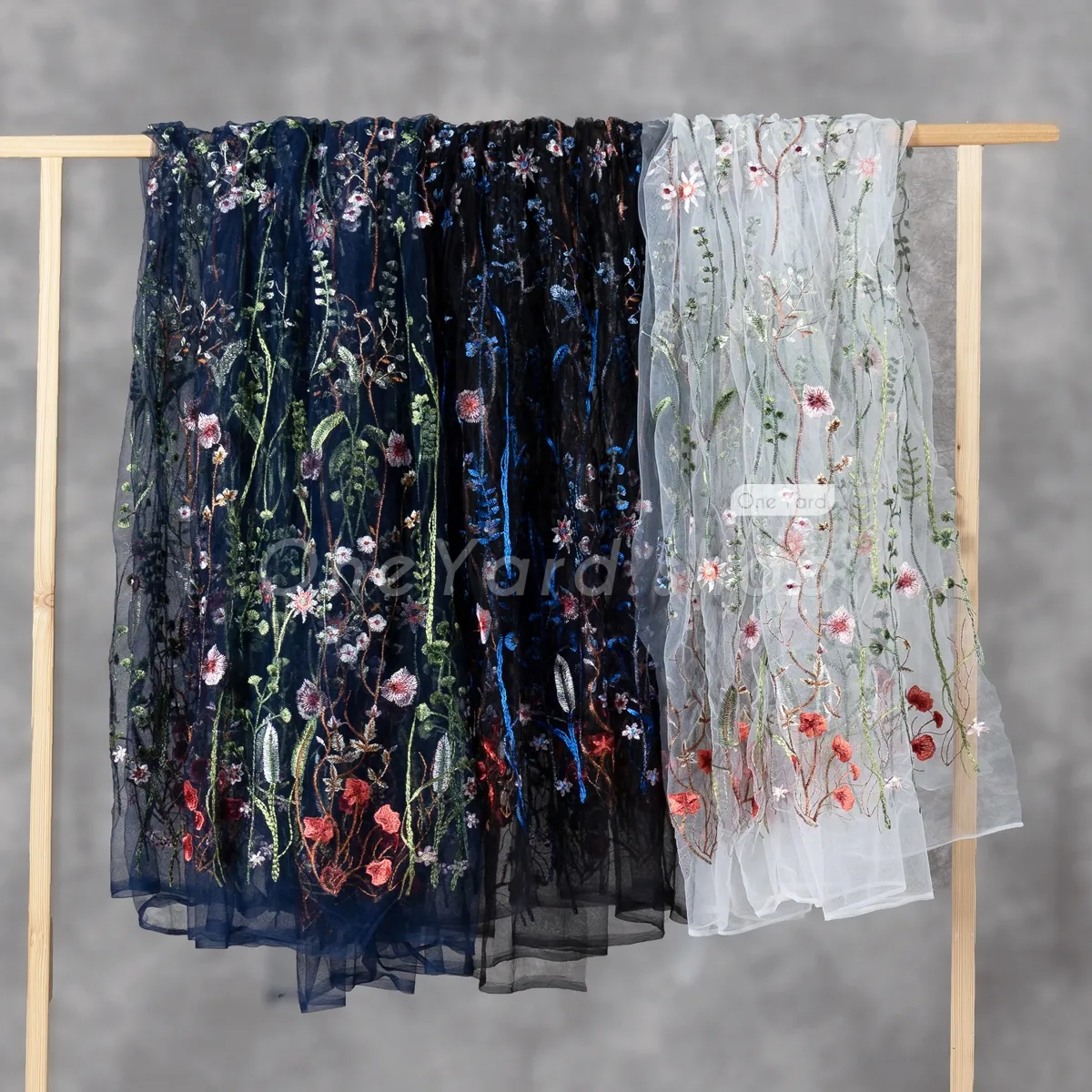 Plant Flower Embroidery Fashion Dressmaking Fabric OneYard