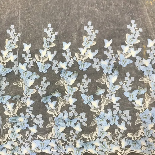 Feminine White 3d Butterfly Mesh Fabric by the Yard OneYard