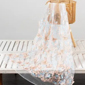 dreamy blush baby blue embroidery 3d butterfly lace
