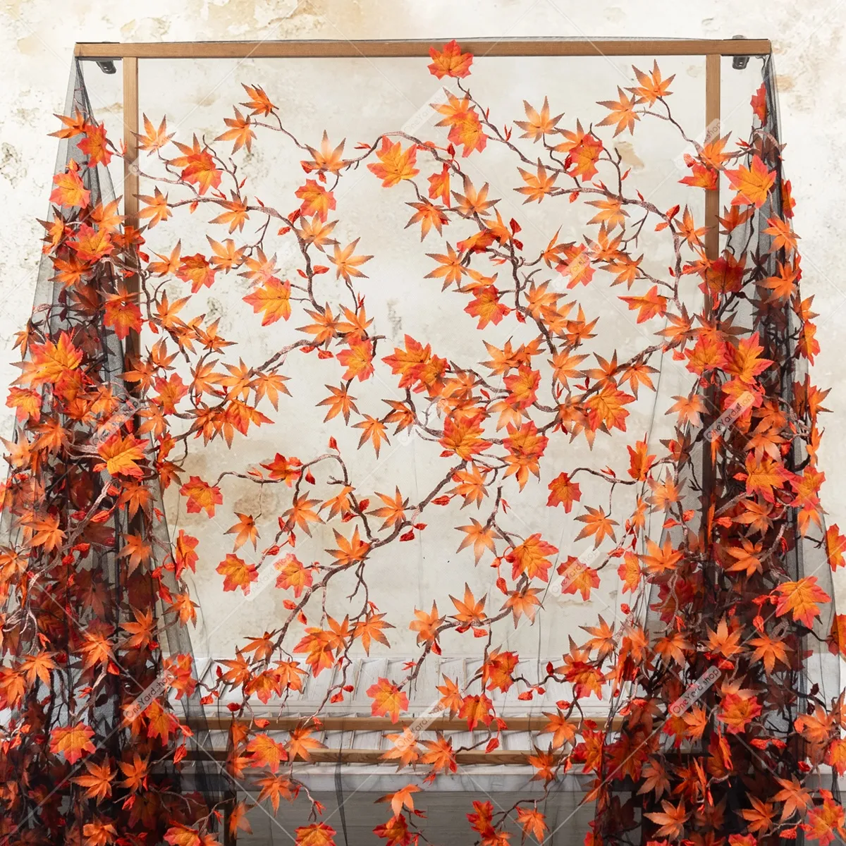 3 Rami Di Foglie D'acero Finte Arancioni E Rosse: Decorazione Autunnale 16x8 Cm
