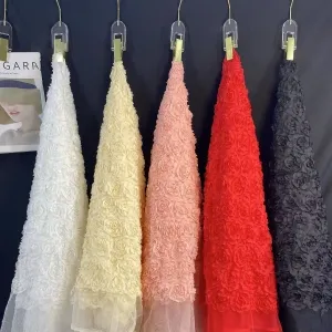 elegant 3d rose mesh embroidery fabric for dresses