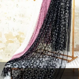 sequinned raised flower tulle lace fabric