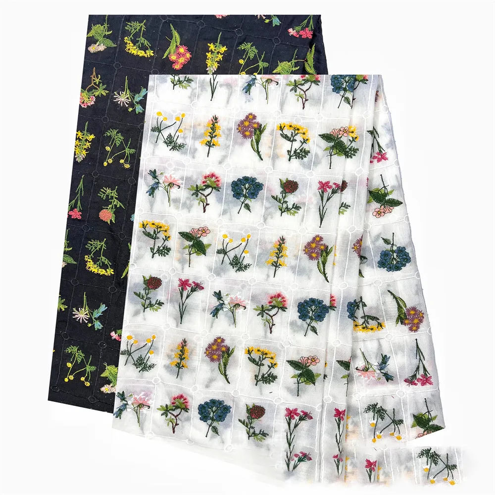 breathable cotton embroidered botanical floral fabric breathable cotton embroidered botanical floral fabric