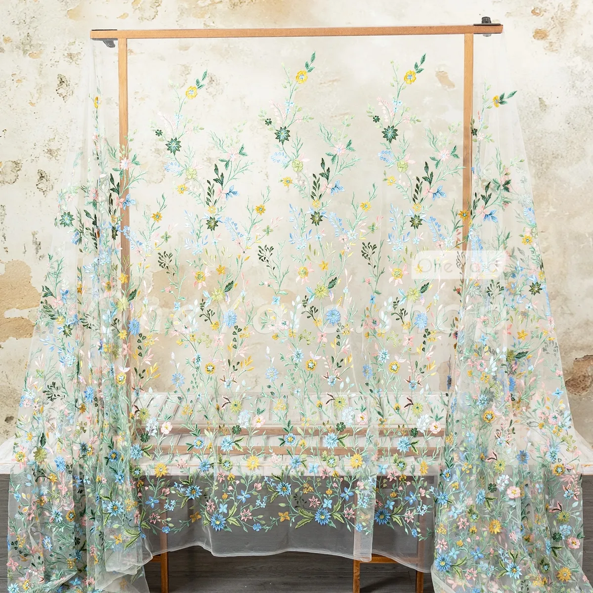 wildflower embroidery fabric with light nude mesh base wildflower embroidery fabric with light nude mesh base
