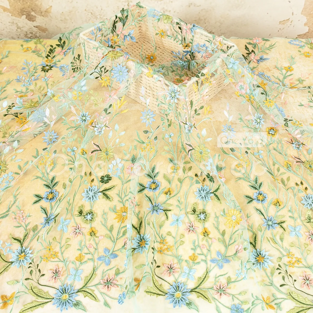fresh mint green colorful wildflower embroidery lace fabric fresh mint green colorful wildflower embroidery lace fabric