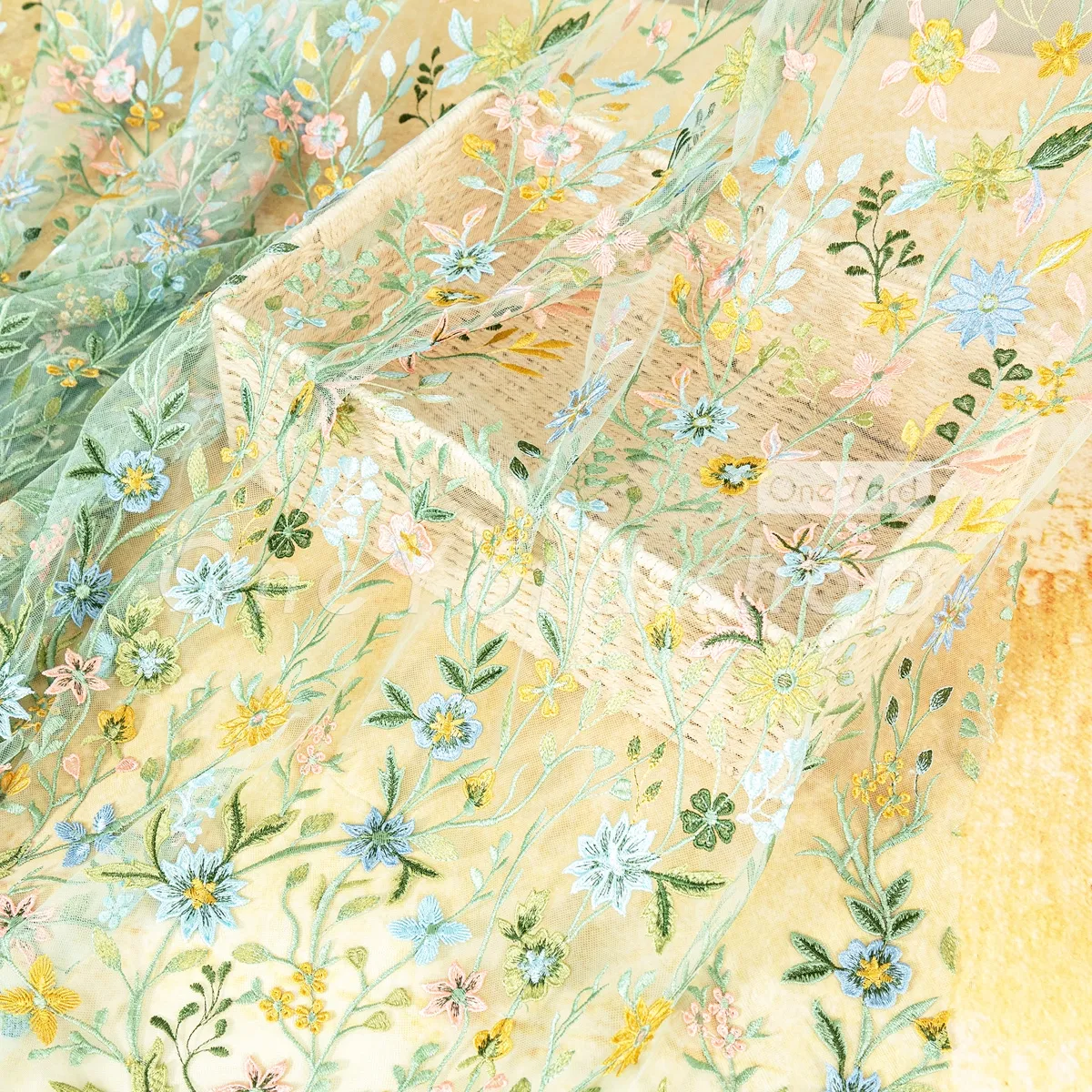 mint multicolor wildflower embroidery for skirt hems mint multicolor wildflower embroidery for skirt hems