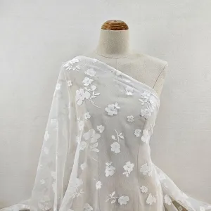vintage velvet flocked wildflower mesh tulle fabric