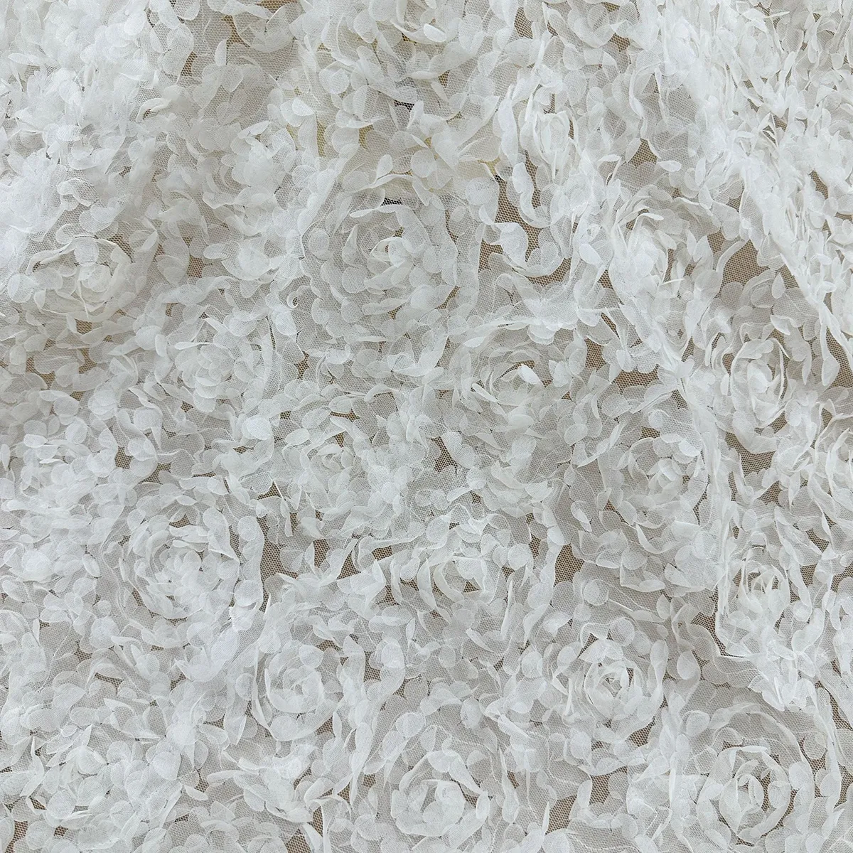 3d rosette petal embroidered mesh fabric 3d rosette petal embroidered mesh fabric