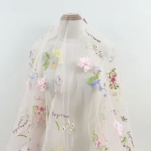 fairy 3d petal botanical wildflower embroidery fabric