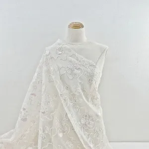 romantic corded cotton floral embroidery organza fabric