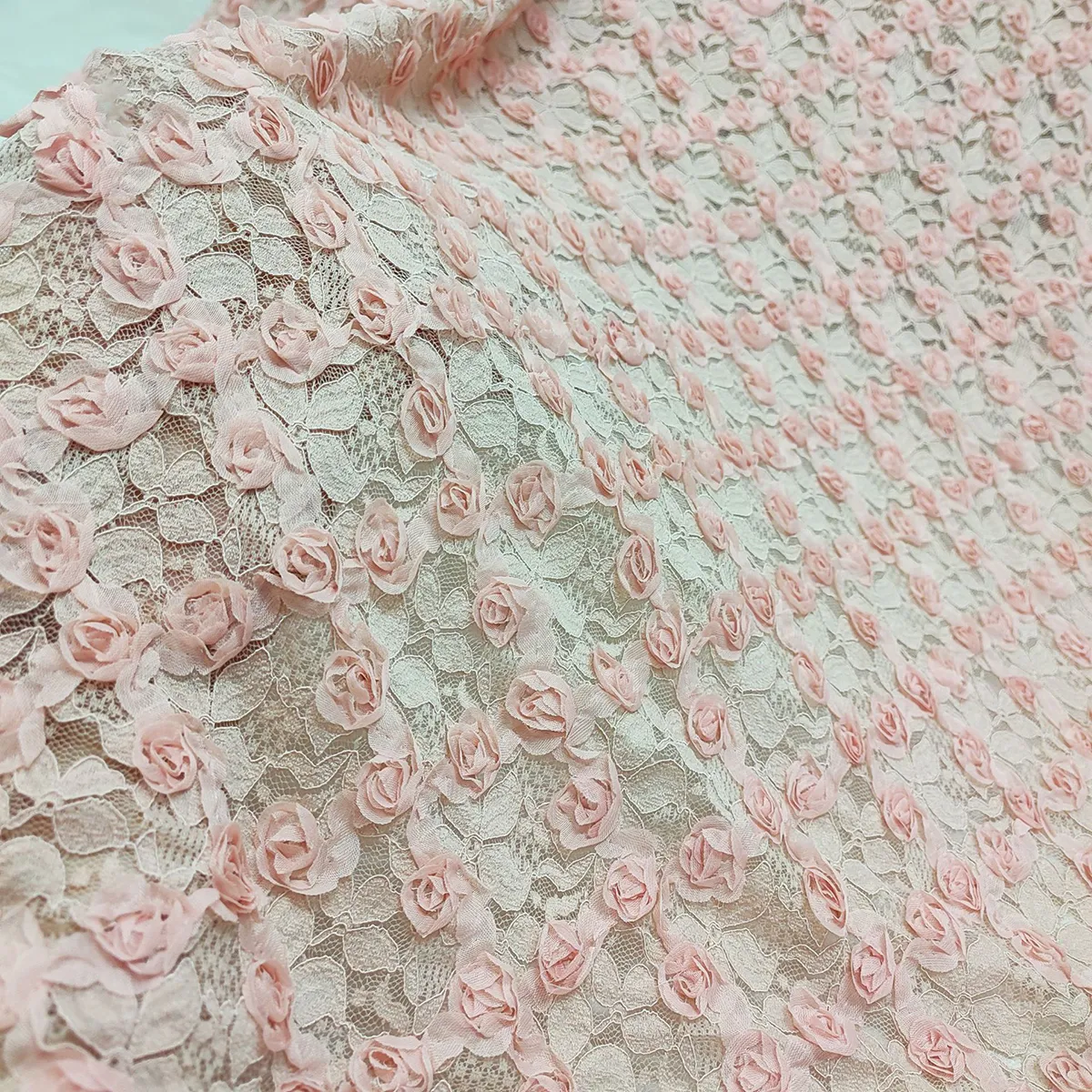 3d rosette embroidery floral lace fabric 3d rosette embroidery floral lace fabric