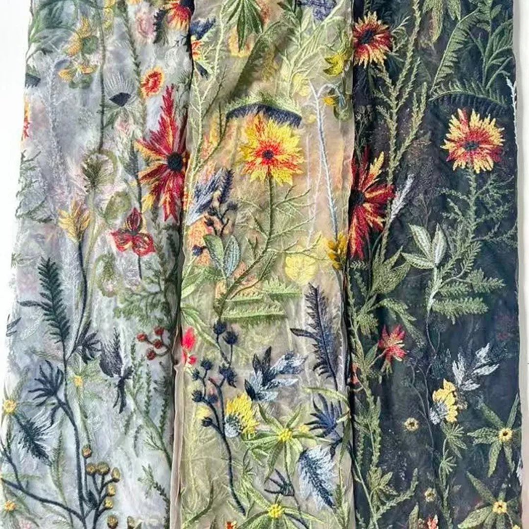 colorful floral embroidered tulle lace fabric colorful floral embroidered tulle lace fabric