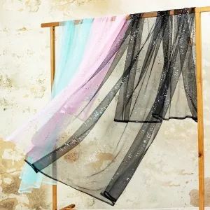 multi sized colorful sequins embellished mesh fabric