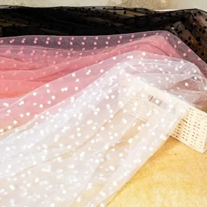 flocked oval dot soft tulle fabric