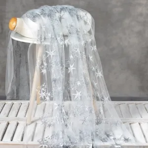 dazzling steel gray stars mesh tulle