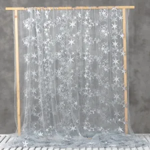 embroidered gray stars tulle material for making prom dress