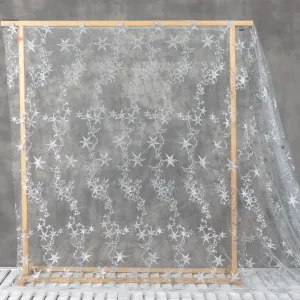 steel gray large and small mixed stars embellished mesh tulle