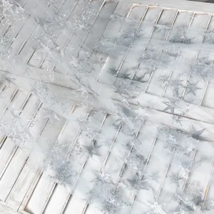 steel gray stars embellished mesh tulle fabric by the yard