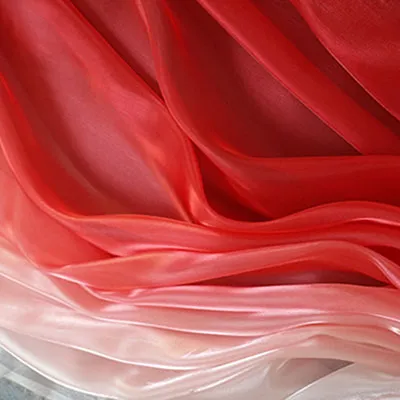 Bright Red to Yellow Flame Color Ombre Dress Fabric - OneYard