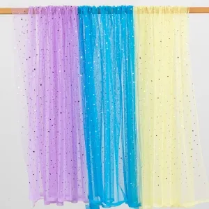 shimmering sequin stars and moons embellished tulle mesh