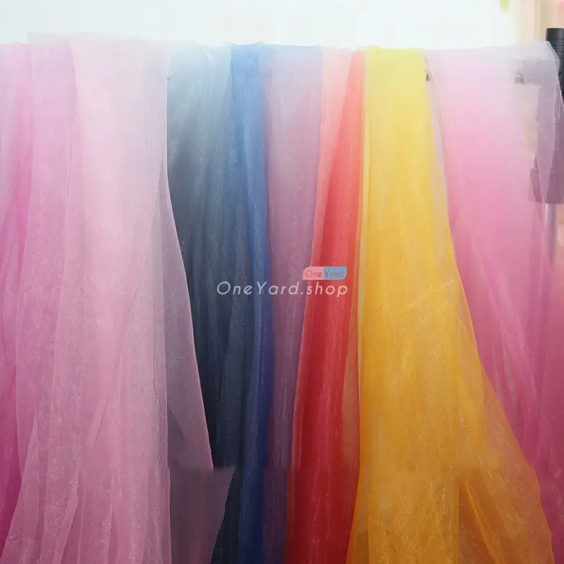 lithe white to multi colors ombre volie mesh fabric