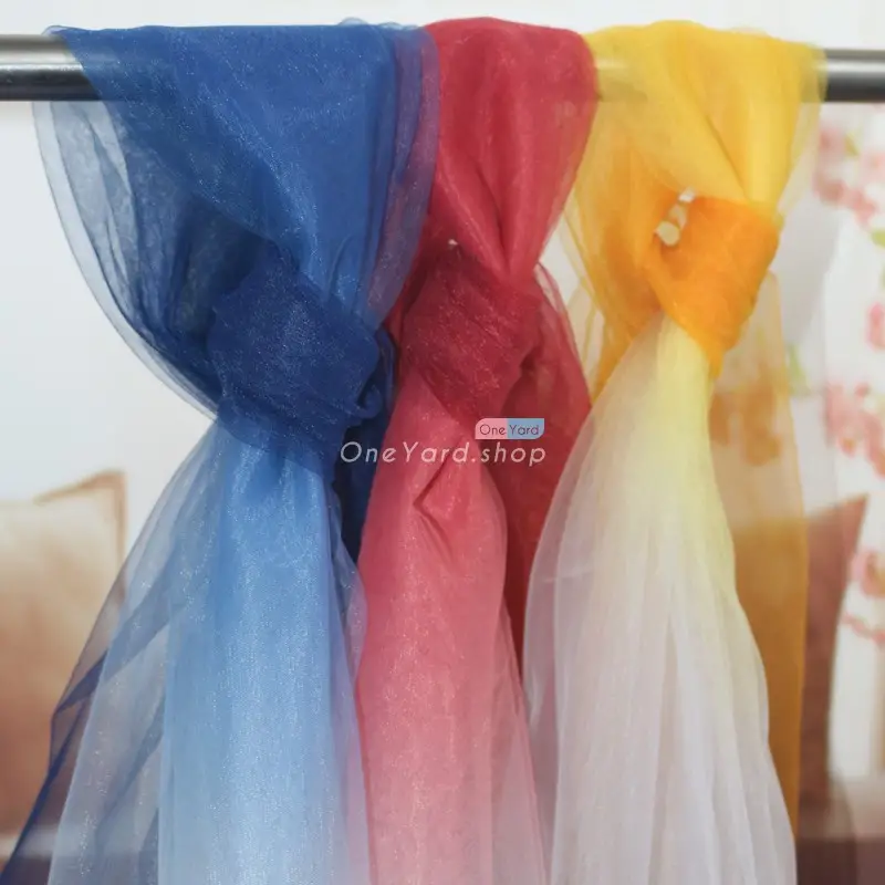 white to colors ombre volie mesh fabric